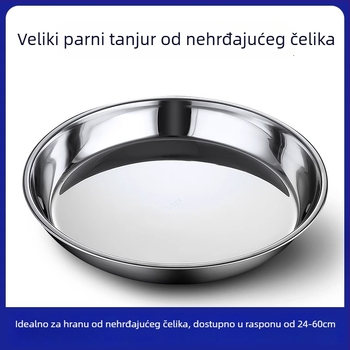 Tanjur za tortu od nehrđajućeg čelika, okrugli, duboko udubljen i debeli, polirana površina