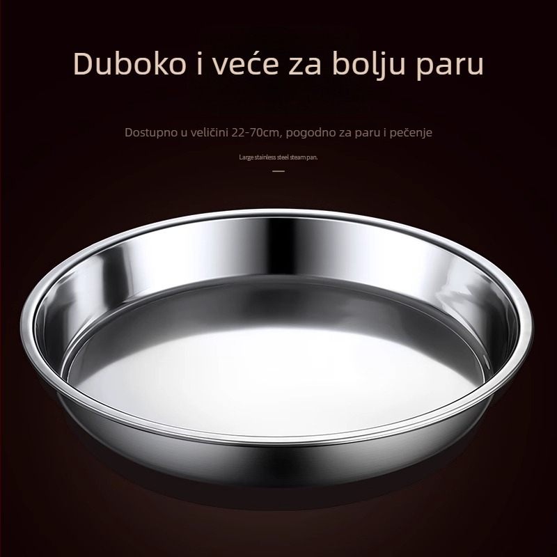 Tanjur za tortu od nehrđajućeg čelika, okrugli, duboko udubljen i debeli, polirana površina