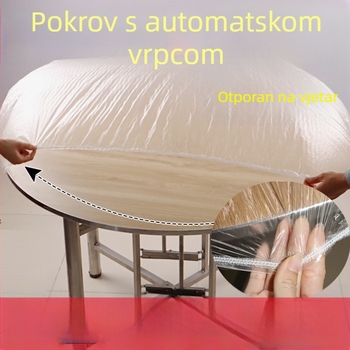 Elastični jednokratni stolnjak, proziran PE, vodootporan i otporan na masnoće, debeli materijal, paket od 10 komada