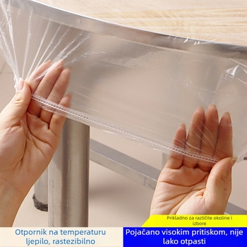 Elastični jednokratni stolnjak, proziran PE, vodootporan i otporan na masnoće, debeli materijal, paket od 10 komada