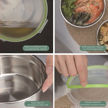 Nehrđajući čelični kružni kutija za obrok s poklopcem, za svježu pohranu hrane, s otisnutim logotipom i mogućnošću prilagodbe