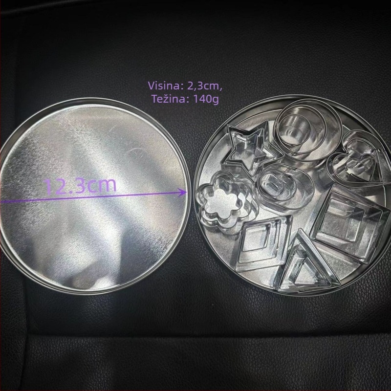 38-dijelni set plastičnih kružnih kalupa s čipkastim rubom, dvostrane namjene za kekse i listiće za knedle, materijal: plastika + nehrđajući čelik, prehrambena sigurnost