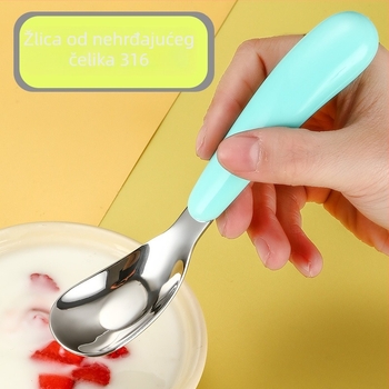 Dječja žlica od nehrđajućeg čelika s kutijom, za djecu stariju od 12 mjeseci; set žlica s kutijom; jednostavan, sladak dizajn