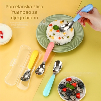 Dječja žlica od nehrđajućeg čelika s kutijom, za djecu stariju od 12 mjeseci; set žlica s kutijom; jednostavan, sladak dizajn