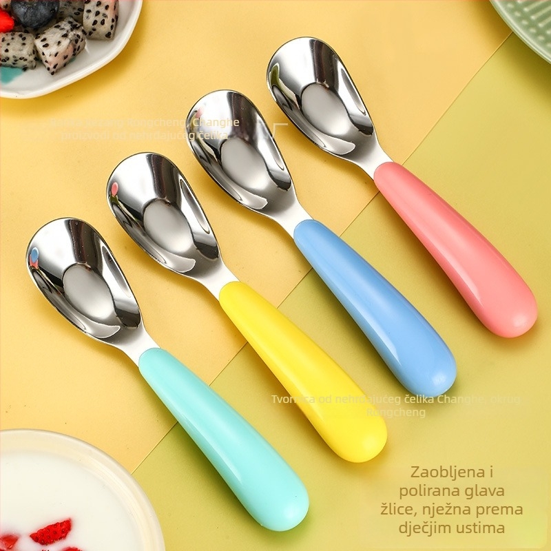Dječja žlica od nehrđajućeg čelika s kutijom, za djecu stariju od 12 mjeseci; set žlica s kutijom; jednostavan, sladak dizajn