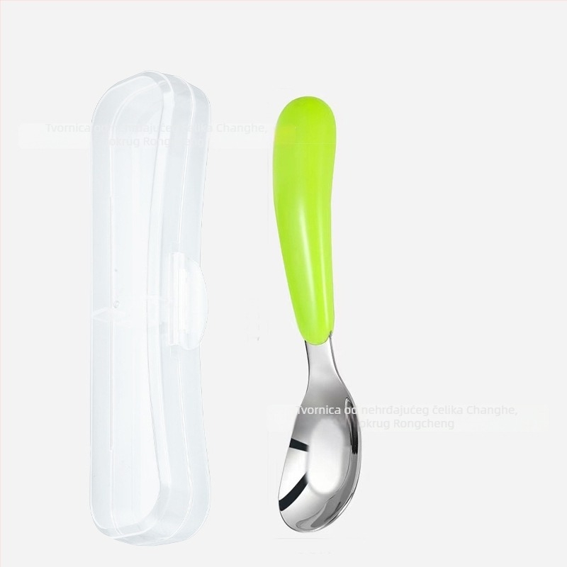 Dječja žlica od nehrđajućeg čelika s kutijom, za djecu stariju od 12 mjeseci; set žlica s kutijom; jednostavan, sladak dizajn