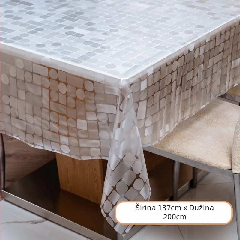 Jednokratni pravokutni stolnjak od PE plastike, s uzorkom kamenčića, vodootporan i otporan na masnoću.