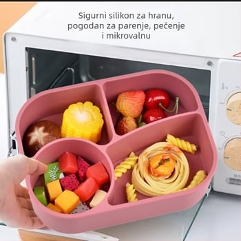 Set silikonskih kutija za obrok s četiri odjeljka, pravokutnog oblika, 800–1000 ml, pogodna za mikrovalnu pećnicu