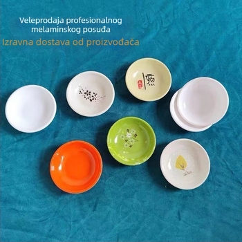 Melamin dip tanjur, okrugli oblik, cvjetni uzor, retro stil, za umake