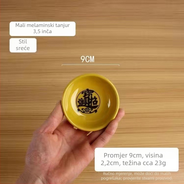 Melamin dip tanjur, okrugli oblik, cvjetni uzor, retro stil, za umake