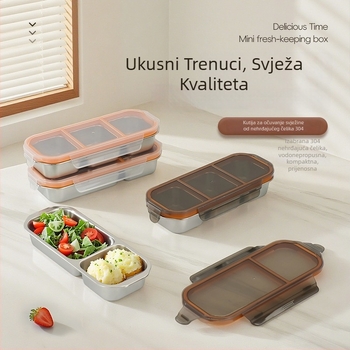 Platinum 304 nehrđajući čelik kutija za obrok, pravokutni oblik, dvodjelna ili trodjelna, mikrovalna sigurnost, održava toplinu hrane