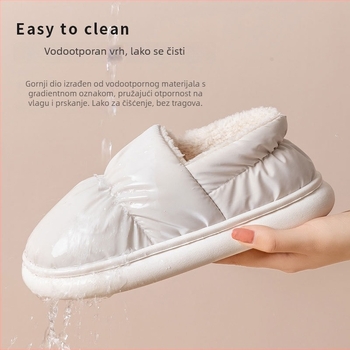 Pamučne zimske papuče – unisex, debela PVC potplat, gornji dio od vodootporne vunene tkanine, protuklizna đon, zatvoren pete, toplo pliš unutrašnjost