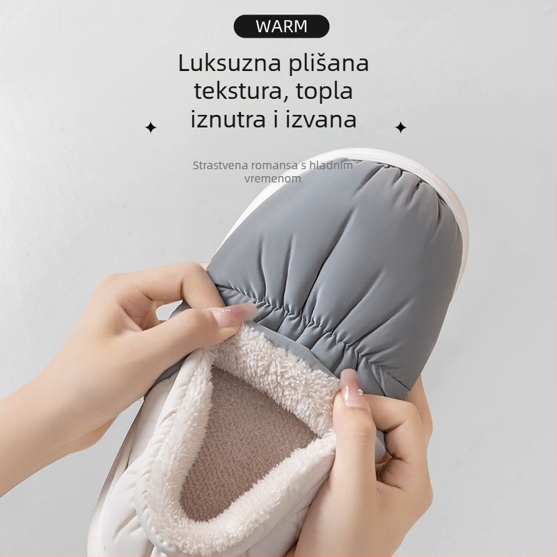 Pamučne zimske papuče – unisex, debela PVC potplat, gornji dio od vodootporne vunene tkanine, protuklizna đon, zatvoren pete, toplo pliš unutrašnjost