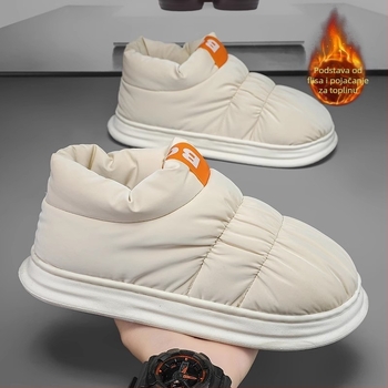 Pamučne kućne papuče s fleece unutarnjom, vodootporne, protuklizne, PU gornji dio, EVA potplat – unisex, zima