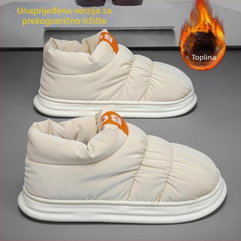 Pamučne kućne papuče s fleece unutarnjom, vodootporne, protuklizne, PU gornji dio, EVA potplat – unisex, zima