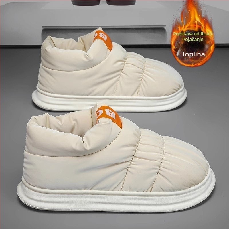 Pamučne kućne papuče s fleece unutarnjom, vodootporne, protuklizne, PU gornji dio, EVA potplat – unisex, zima