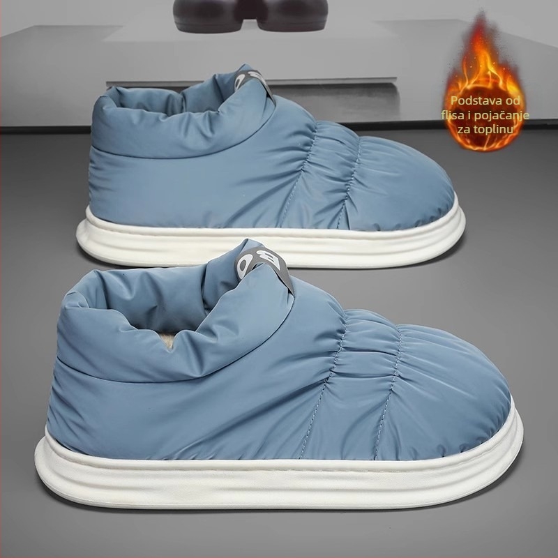 Pamučne kućne papuče s fleece unutarnjom, vodootporne, protuklizne, PU gornji dio, EVA potplat – unisex, zima