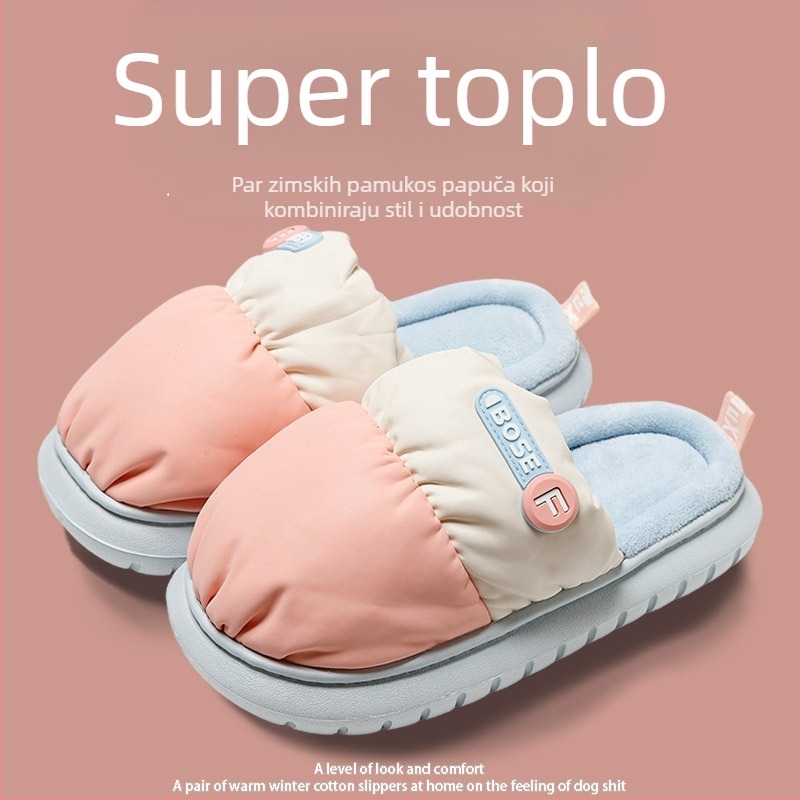 Unisex pamučne kućne papuče za unutarnju upotrebu s toplom protukliznom sole i plišanim podlogom