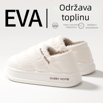 Unisex kućne papuče od pamuka za zimu, s zatvorenim petama, vodootporne, s plišastom podlogom i protukliznom debelom EVA potplatom