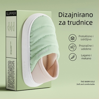 Zimske kućne papuče od pamuka s EVA potplatom, Xinjiang pamuk podstava, zaobljeni vrh, srednje visoka peta 3–5 cm, protuklizne, za kućnu upotrebu