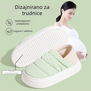 Zimske kućne papuče od pamuka s EVA potplatom, Xinjiang pamuk podstava, zaobljeni vrh, srednje visoka peta 3–5 cm, protuklizne, za kućnu upotrebu