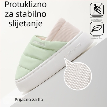 Zimske kućne papuče od pamuka s EVA potplatom, Xinjiang pamuk podstava, zaobljeni vrh, srednje visoka peta 3–5 cm, protuklizne, za kućnu upotrebu
