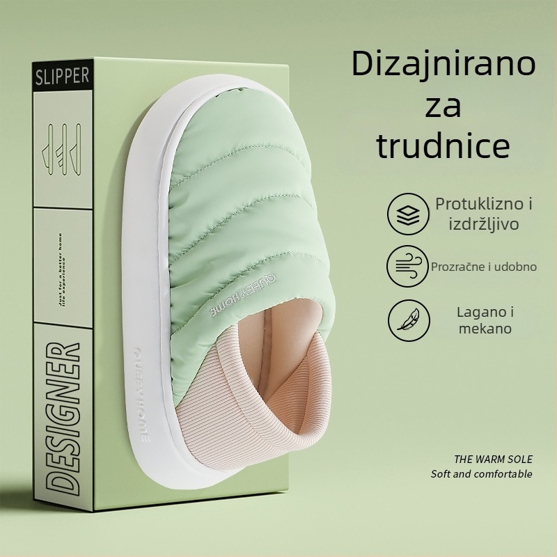 Zimske kućne papuče od pamuka s EVA potplatom, Xinjiang pamuk podstava, zaobljeni vrh, srednje visoka peta 3–5 cm, protuklizne, za kućnu upotrebu