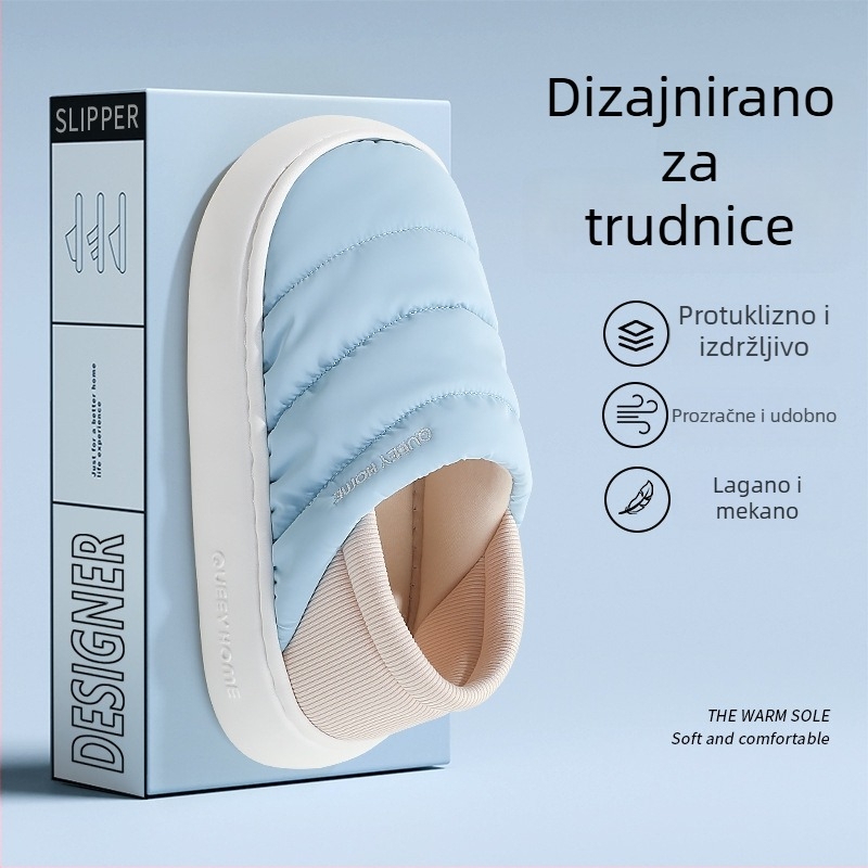 Zimske kućne papuče od pamuka s EVA potplatom, Xinjiang pamuk podstava, zaobljeni vrh, srednje visoka peta 3–5 cm, protuklizne, za kućnu upotrebu