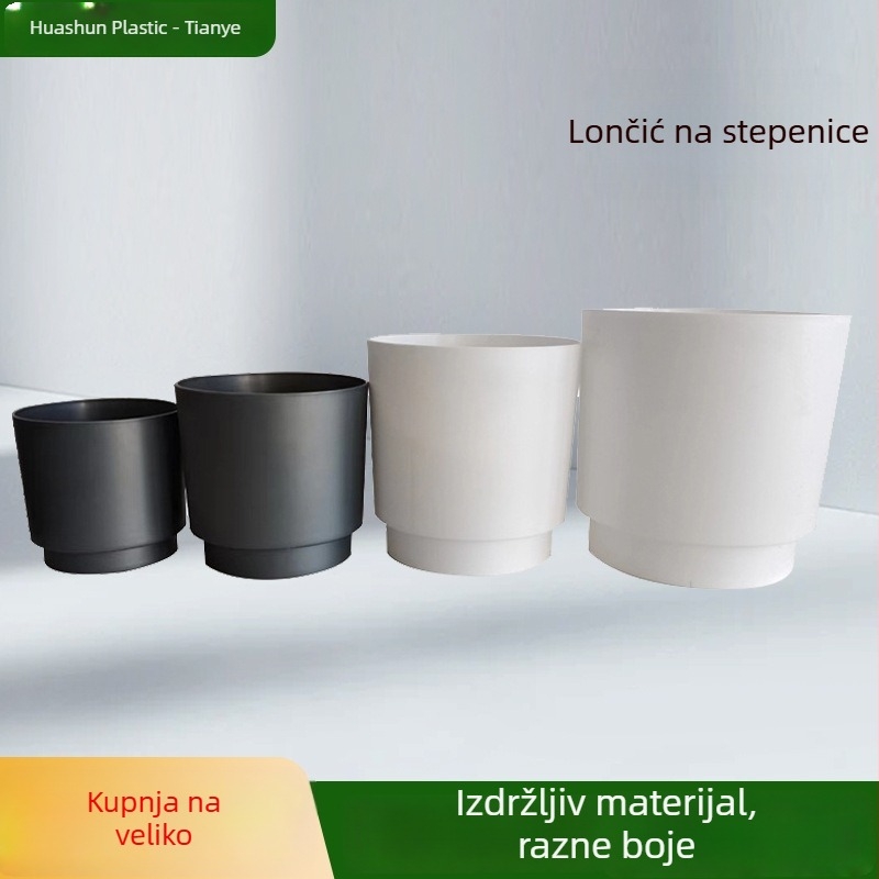 Plastične posude za biljke u obliku stepenica, za kućnu dekoraciju, crno-bijeli japanski stil