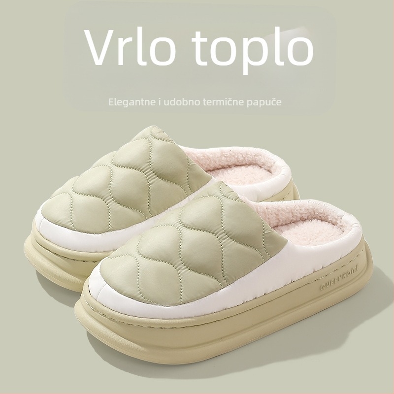Pamukaste papuče za zimu, vodootporne, tople, protiv mirisa, unisex, debeli EVA potplat za unutarnju i vanjsku uporabu