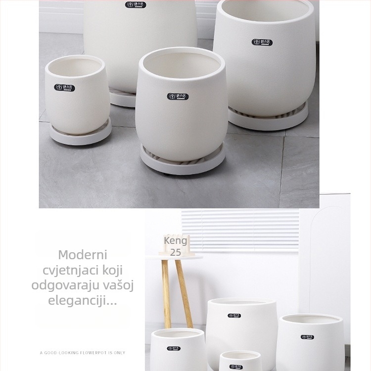 Spremnik za novčano stablo od smole, beton-look, okruglog oblika, moderan minimalistički dizajn, za unutarnju i vanjsku upotrebu (Materijal: svilenkasto cvijeće; Način uporabe: postolje na podu; Izrada: kalupljenje; Primjena: kućno vrtlarstvo; Stil: općeni