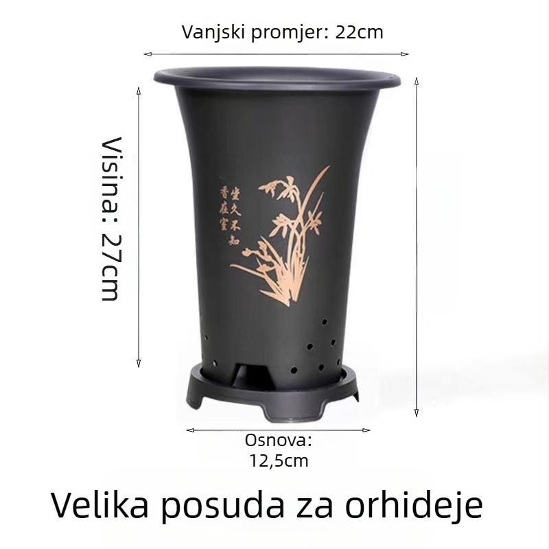 Saks za orhideje od čvrste plastike, visok, klasičan dizajn, samostojeći