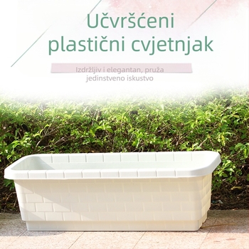 Weisheng plastična saksija, pravokutna balkonska posuda za povrće i cvijeće, za podnu upotrebu, jednostavan i osvježavajući stil