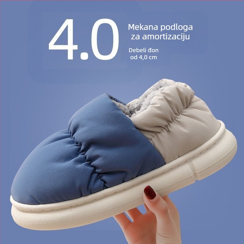 Unisex zimske papuče od pamuka, s plišastim podstavom, vodootporne, protuklizne