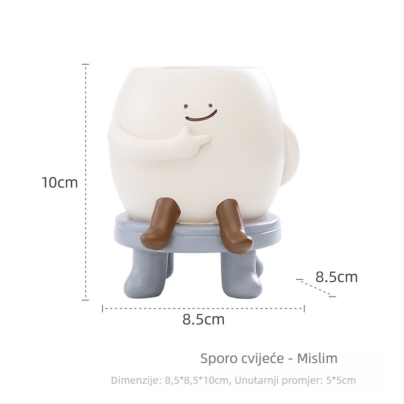 Saksija za stolni rad od smole – mini posuda za sukulente, crtani stil, izdržljiva i otporna na deformacije