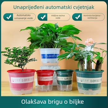 Lonac za samozalijevanje od plastike s dvostrukim prozirnim vanjskim dijelom i spremnikom vode