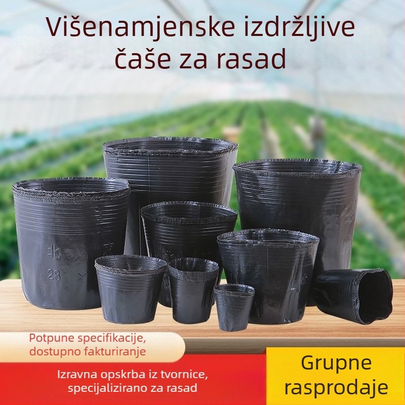 Plastična jednokratna crna vrećica za sadnice, čašica za hranjenje, čašica za sadnice i posuda za sadnju