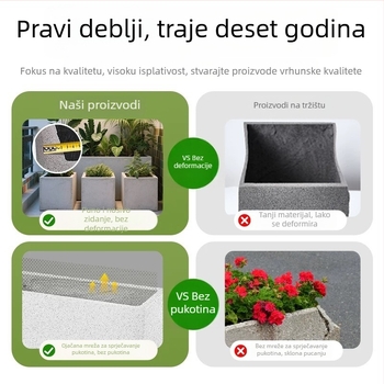 Kutija/posuda za cvijeće od magnezijevog oksida, za zidnu, stolnu, podnu ili viseću montažu, mat završni sprej, samodovod, otporno na koroziju