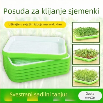 Sadični pladanj za češnjak i mačju travu, prozračan i otporan plast, za postavljanje na pod, kućno vrtlarenje