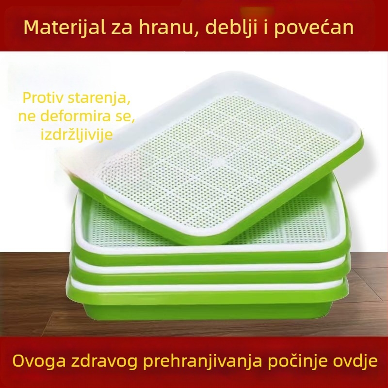 Sadični pladanj za češnjak i mačju travu, prozračan i otporan plast, za postavljanje na pod, kućno vrtlarenje
