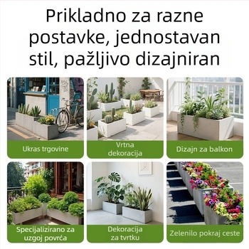 Žardinera/kutija za cvijeće od magnezijevog oksida | Prozračna, Samozalijevanje, Otporna na koroziju | Mat završni premaz, Ručno poliranje, Zidni/na stol/na pod