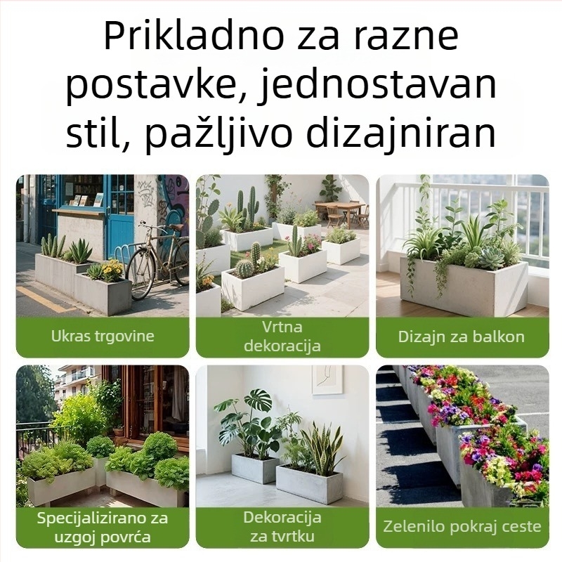 Žardinera/kutija za cvijeće od magnezijevog oksida | Prozračna, Samozalijevanje, Otporna na koroziju | Mat završni premaz, Ručno poliranje, Zidni/na stol/na pod