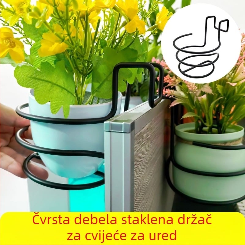 Metalni držač biljaka za zid ili stol, posuda/okvir, otporan na koroziju, čvrst, s 3D zakrivljenjem i pečenim premazom