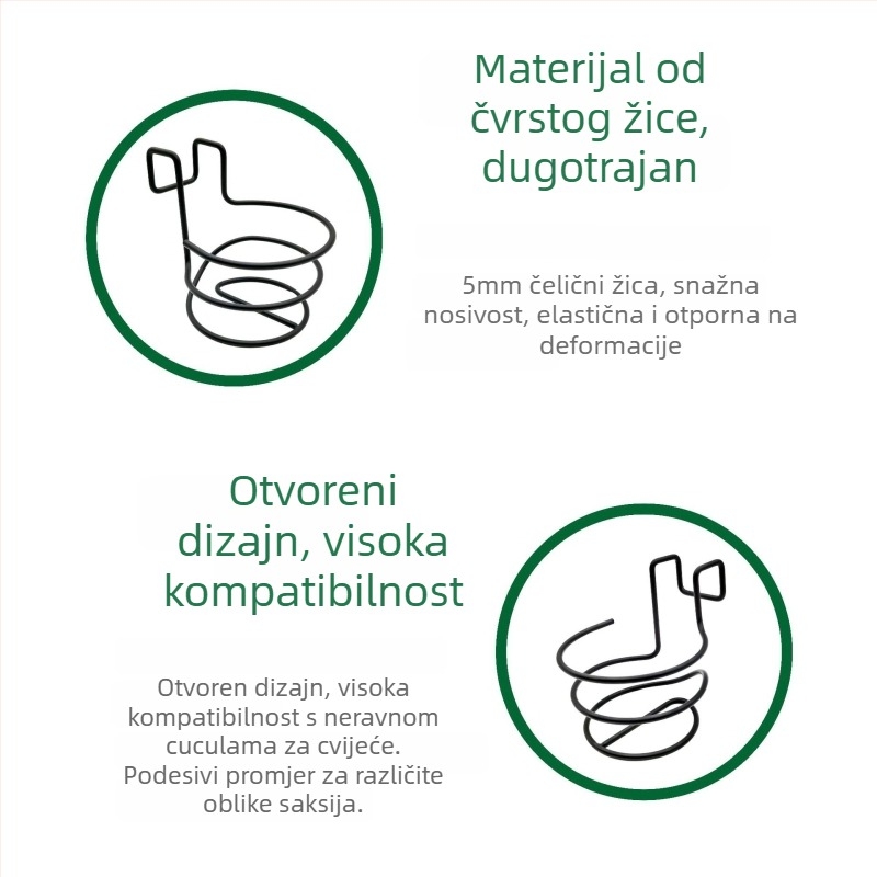 Metalni držač biljaka za zid ili stol, posuda/okvir, otporan na koroziju, čvrst, s 3D zakrivljenjem i pečenim premazom