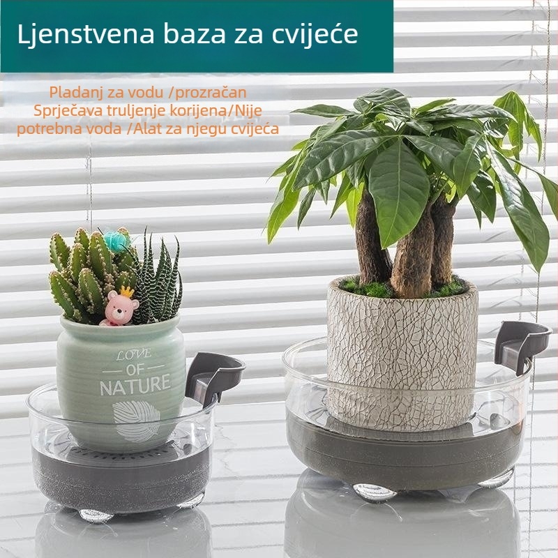 Podmetač za biljke – prozračna, izdržljiva plastična osnova za stolnu ili podnu upotrebu; jednostavan stil; pogodna za kućni namještaj, kućnu hortikulturu i balkonsku vrtlariju; Pan-color