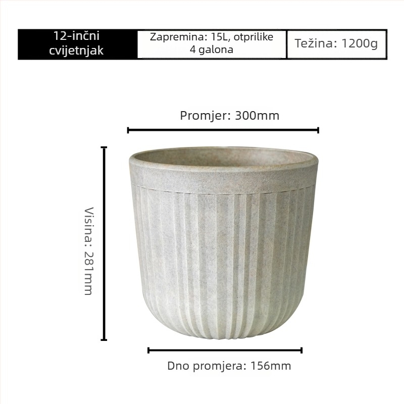 Cvjetni lonac od smole, za pod, klasični stil, monolitno lijevanje