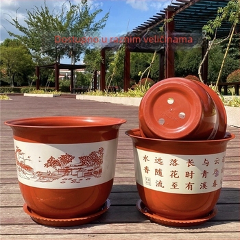 Cvjetni lonac od smole s imitacijom ljubičastog pijeska, debeli dizajn, injekcijsko oblikovanje, pogodan za stol ili pod