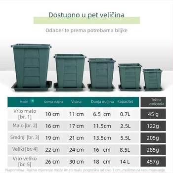 Trokutasti lonac za cvijeće s kontrolom korijena, debeli i izdržljivi plastični lonac, velik