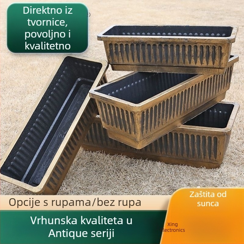 Pravokutna kutija za sadnju za krovnu terasu, velika posuda od smole za vanjsku povrtnu baštu