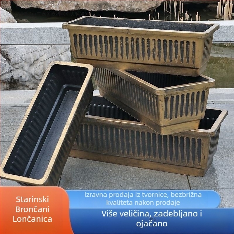 Pravokutna kutija za sadnju za krovnu terasu, velika posuda od smole za vanjsku povrtnu baštu
